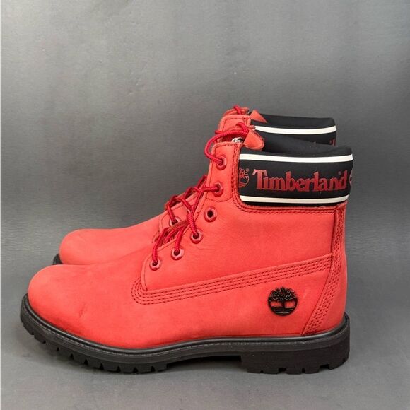 Timberland Women's RED NUBUCK BOOT Premium 6" Waterproof Boot 7.5 - Picture 3 of 8